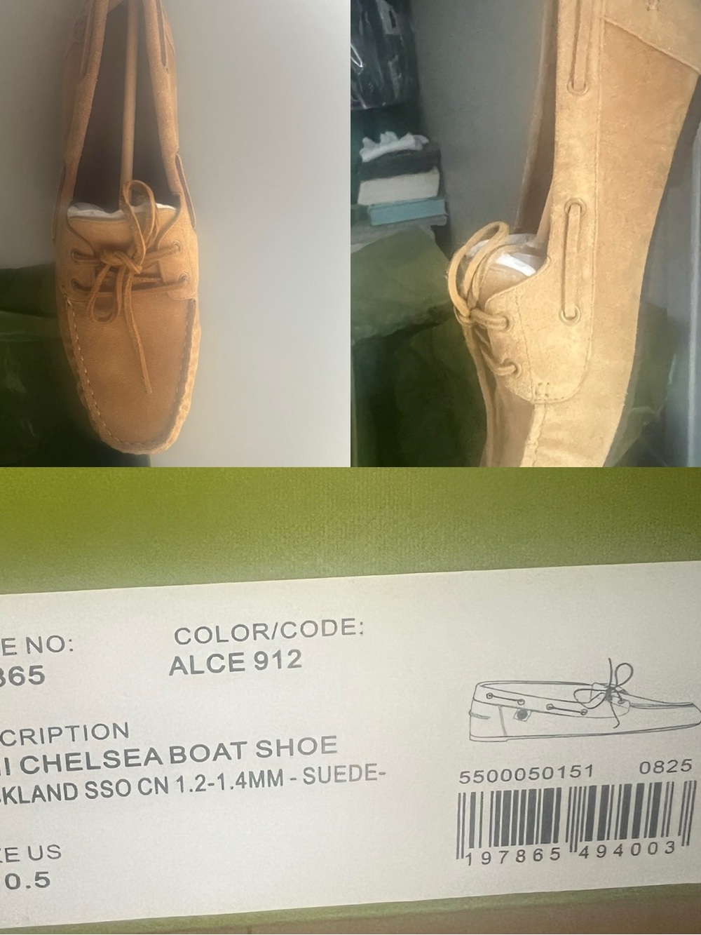 Tory Burch Suede Chelsea Boat Shoe in Almond Tan